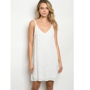 White sheer with gold detail dress